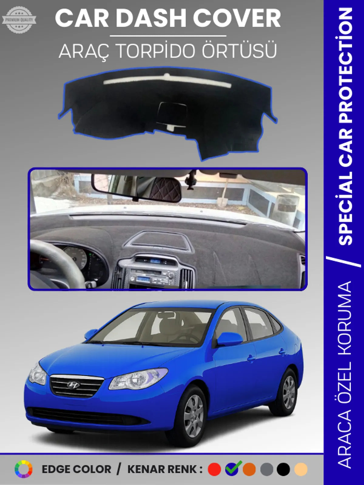HYUNDAİ ELANTRA (2007-2011) Uyumlu Torpido Örtüsü Araca Özel Ön Göğüs Koruma