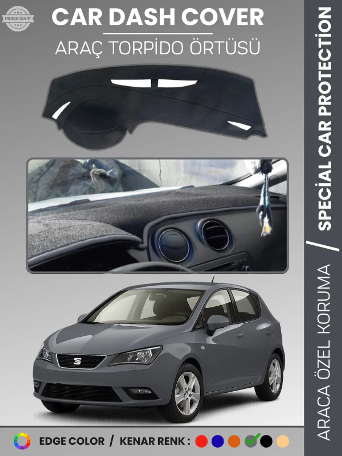SEAT IBIZA 6F (2017-2024) Uyumlu Torpido Örtüsü Araca Özel Ön Göğüs Koruma