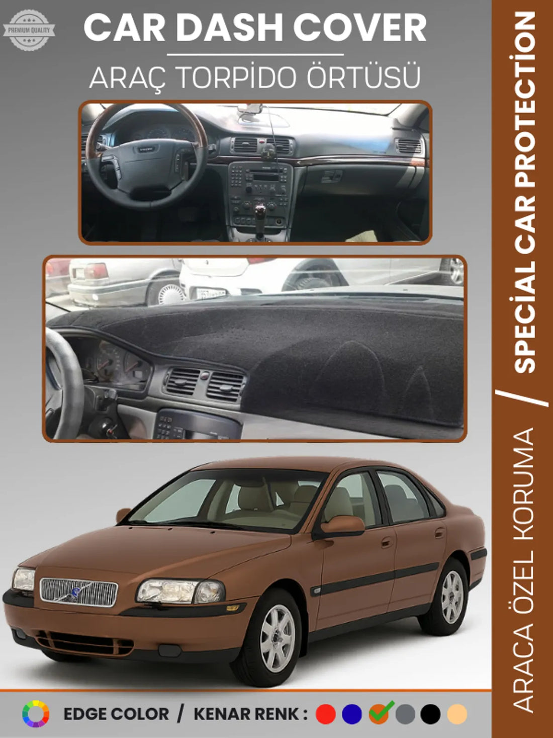 VOLVO S80 (1998-2006) Uyumlu Torpido Örtüsü Araca Özel Ön Göğüs Koruma