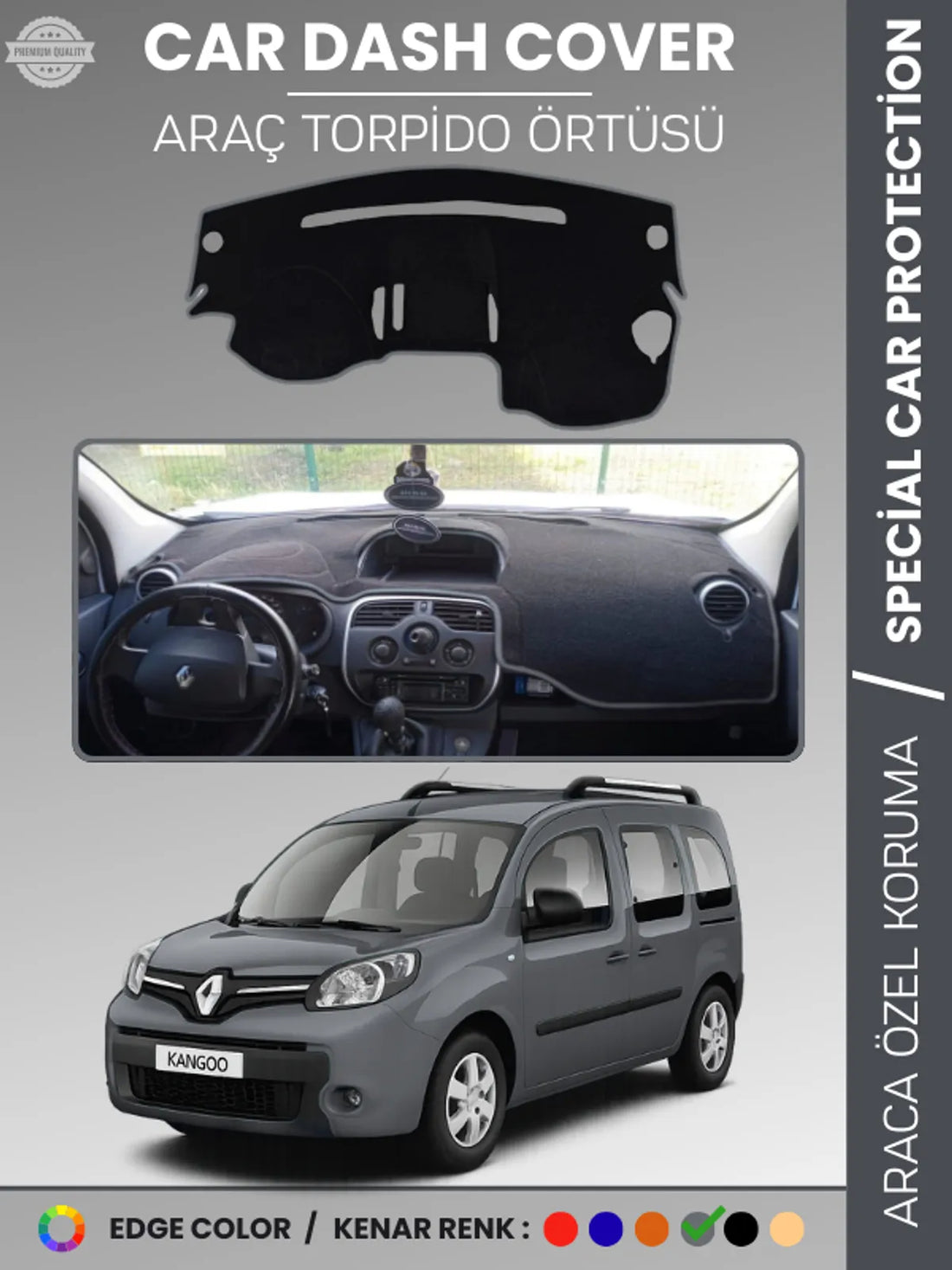RENAULT KANGOO (2009-2019) Uyumlu Torpido Örtüsü Araca Özel Ön Göğüs Koruma