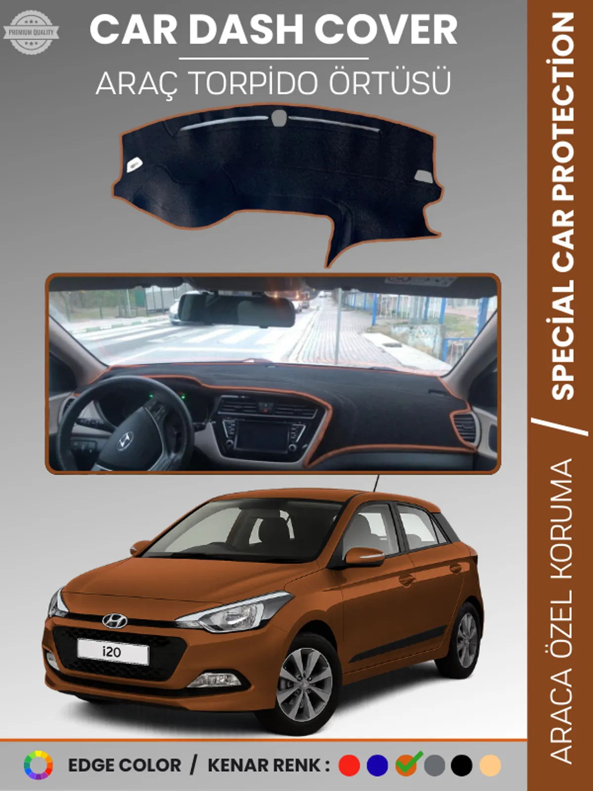 HYUNDAİ İ20 (2008-2014) Uyumlu Torpido Örtüsü Araca Özel Ön Göğüs Koruma
