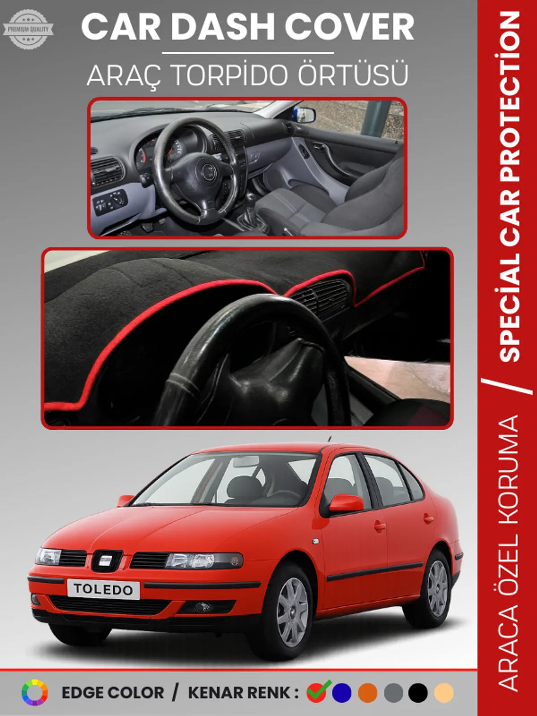 SEAT TOLEDO (1999-2005) Uyumlu Torpido Örtüsü Araca Özel Ön Göğüs Koruma