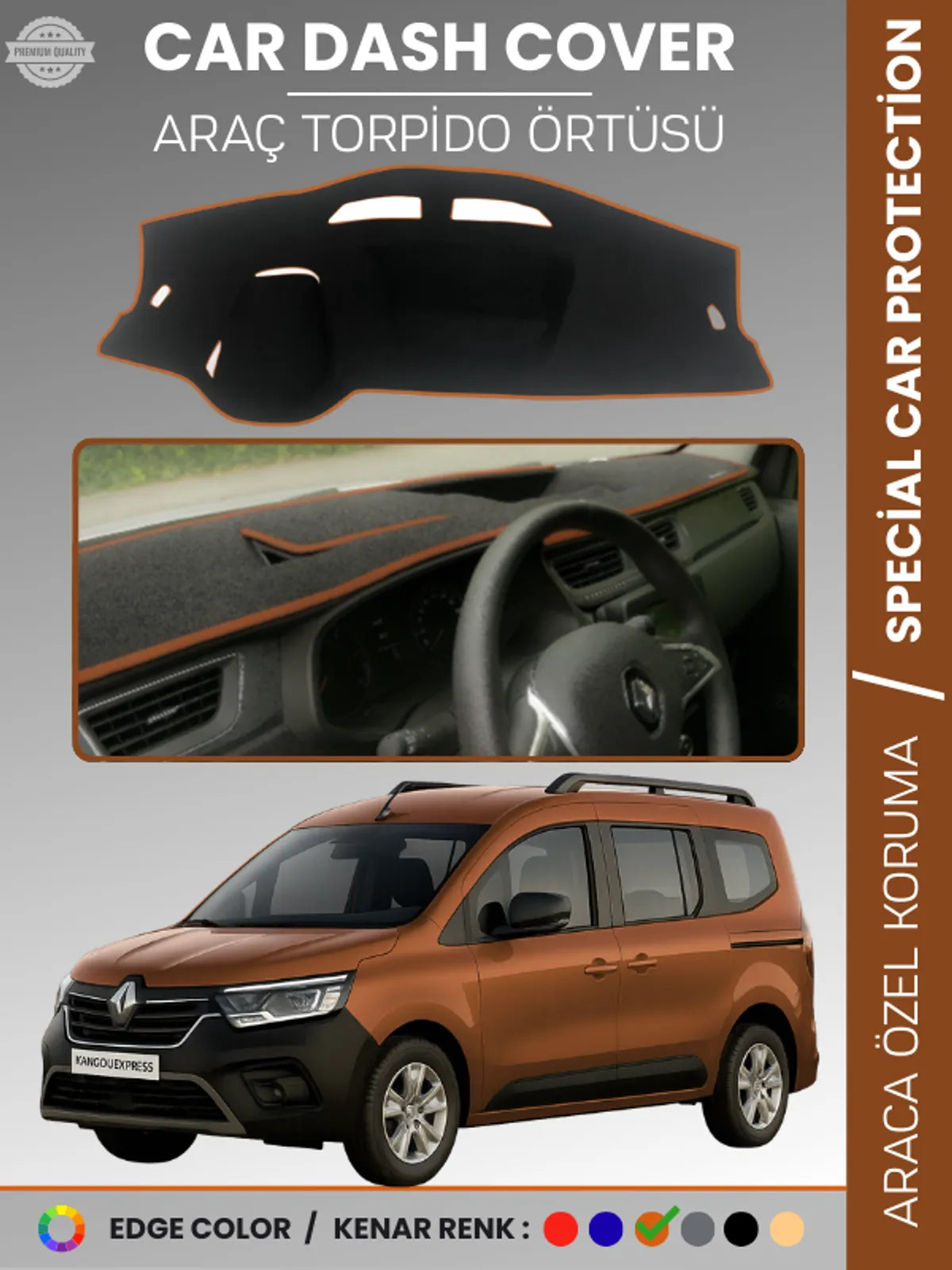 RENAULT KANGOO EXPRESS (2021-2024) Uyumlu Torpido Örtüsü Araca Özel Ön Göğüs Koruma