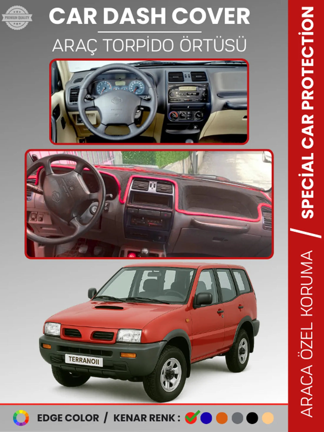 NISSAN TERRANO 2 R20 (1993-2006) Uyumlu Torpido Örtüsü Araca Özel Ön Göğüs Koruma