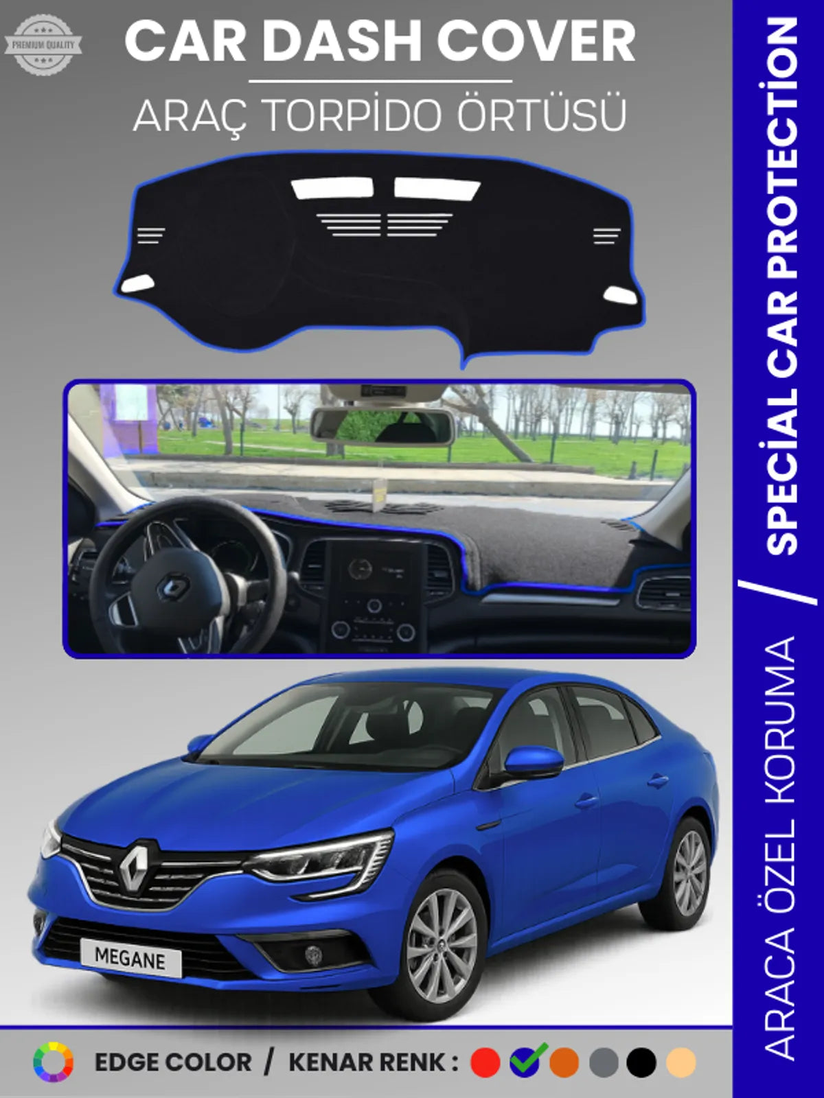 RENAULT MEGANE 4 (2016-2022) Uyumlu Torpido Örtüsü Araca Özel Ön Göğüs Koruma