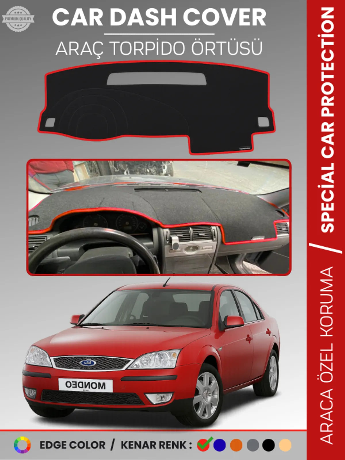FORD MONDEO (2007-2014) Uyumlu Torpido Örtüsü Araca Özel Ön Göğüs Koruma