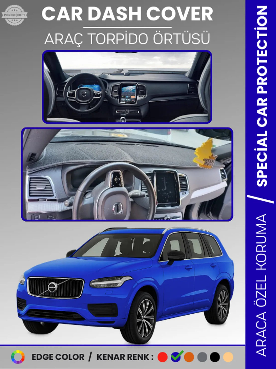 VOLVO XC90 (2015-2024) Uyumlu Torpido Örtüsü Araca Özel Ön Göğüs Koruma