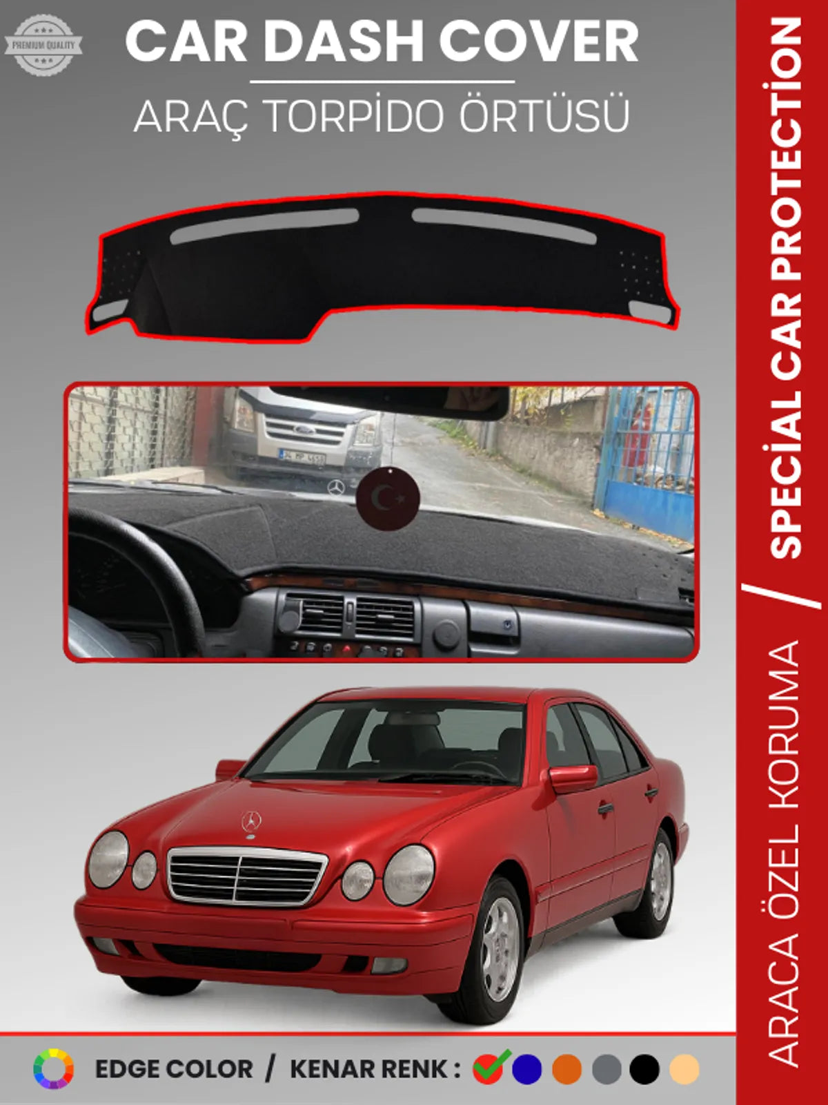 MERCEDES E200 / E220 / E240 W210 (1995-2002) Uyumlu Torpido Örtüsü Araca Özel Ön Göğüs Koruma