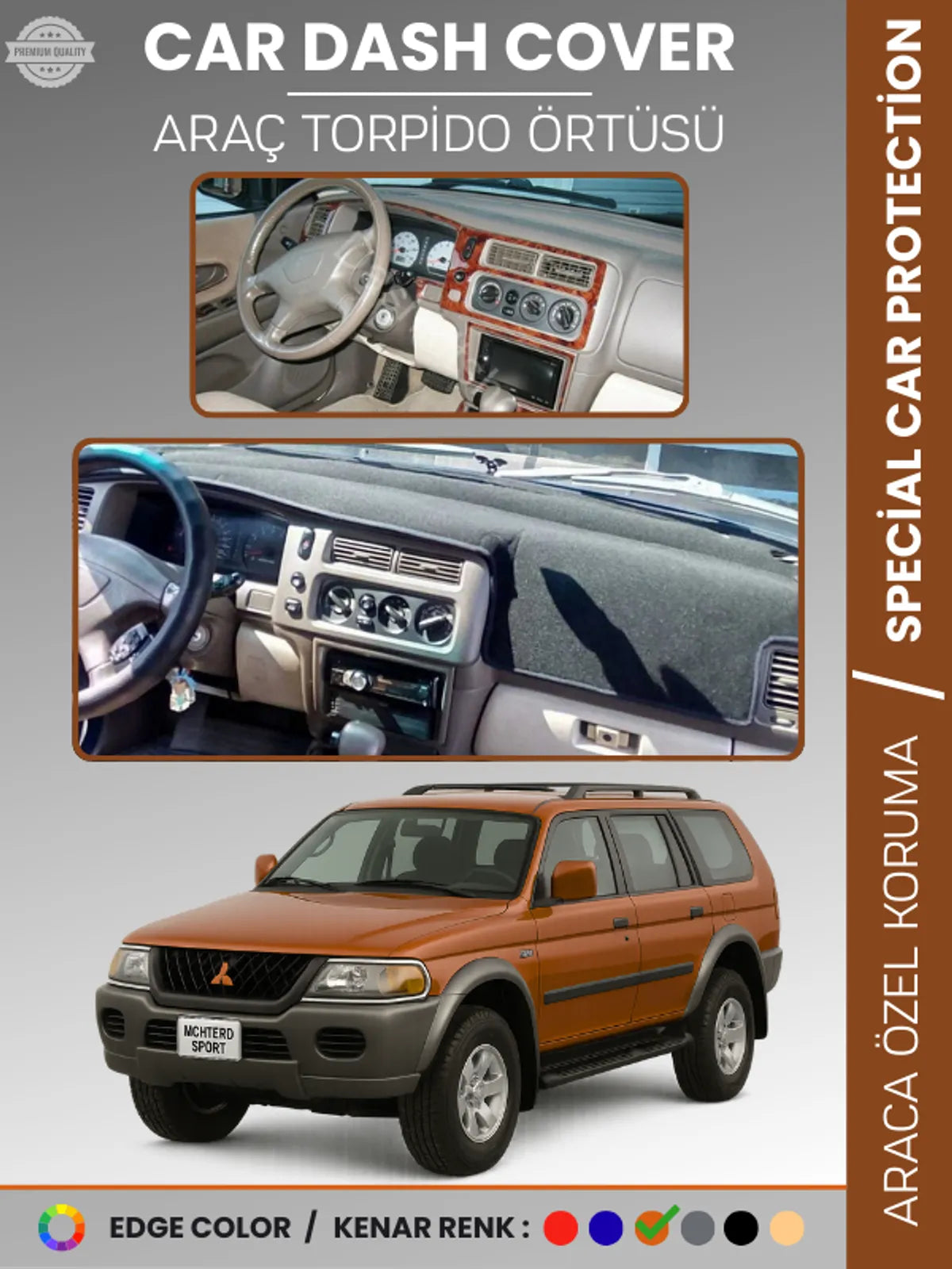 MITSUBISHI MONTERO SPORT (1996-2009) Uyumlu Torpido Örtüsü Araca Özel Ön Göğüs Koruma