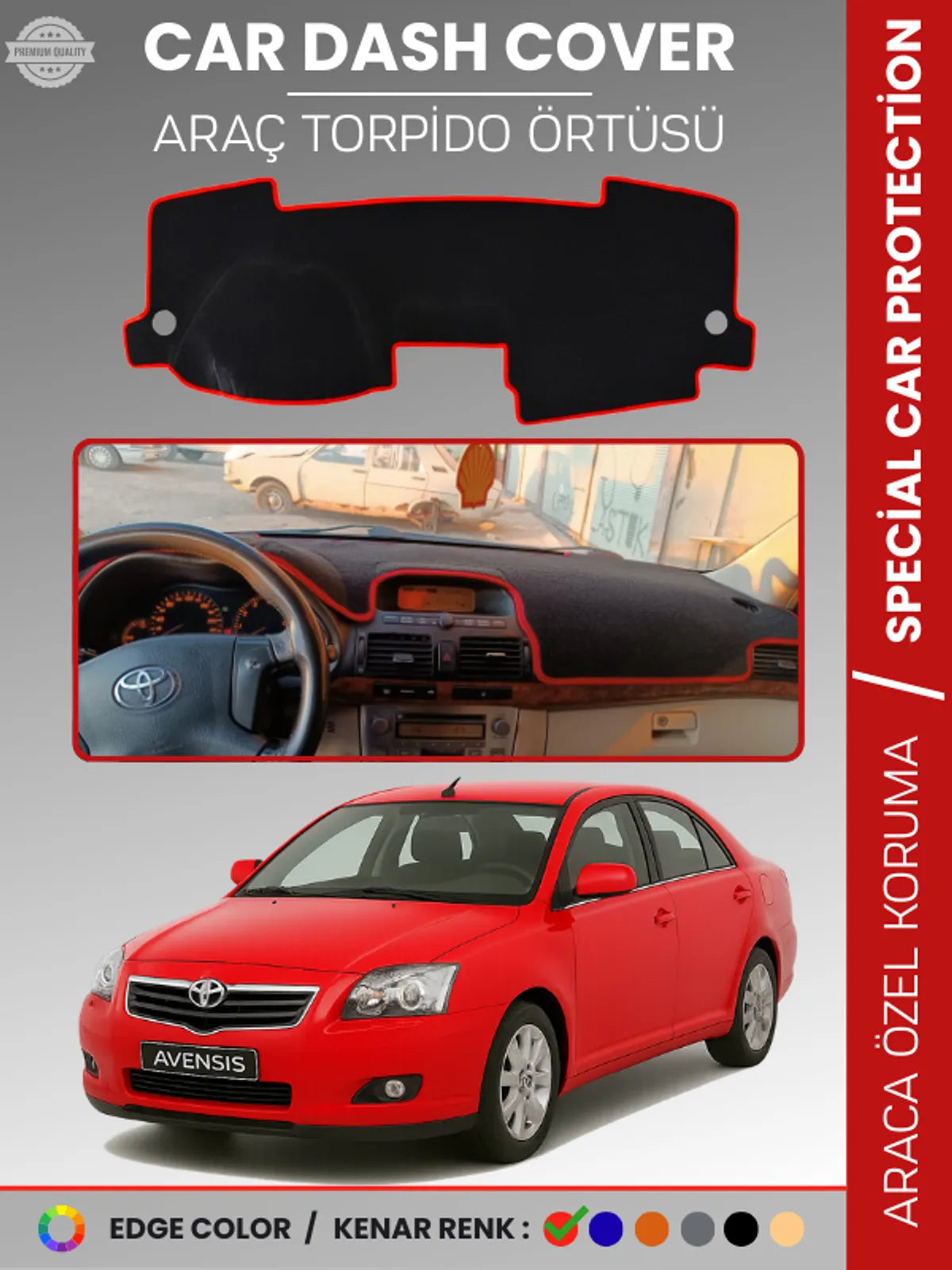 TOYOTA AVENSİS T250 (2003-2008) Uyumlu Torpido Örtüsü Araca Özel Ön Göğüs Koruma