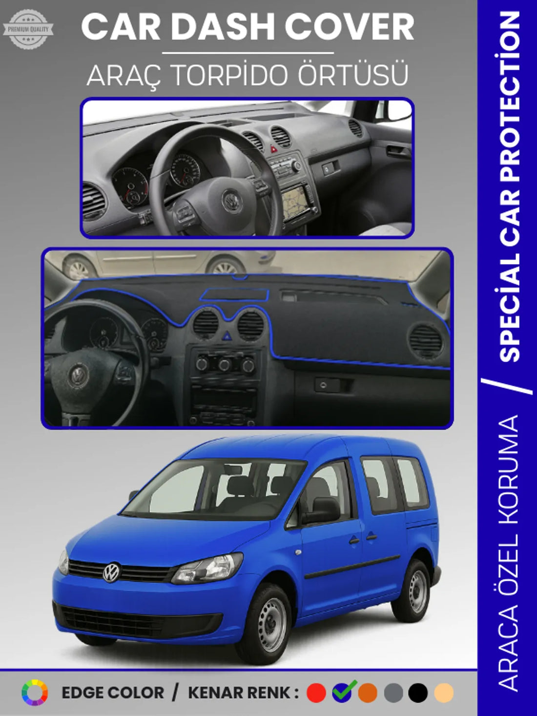VOLKSWAGEN CADDY (2004-2015) Uyumlu Torpido Örtüsü Araca Özel Ön Göğüs Koruma