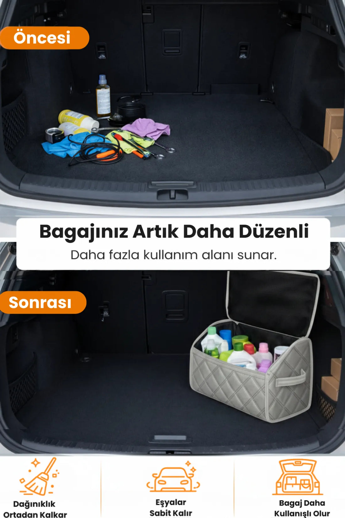 Oto Bagaj Çantası Lüks Tay Tüyü Su Geçirmez Kaymaz Katlanır Düzenleyici