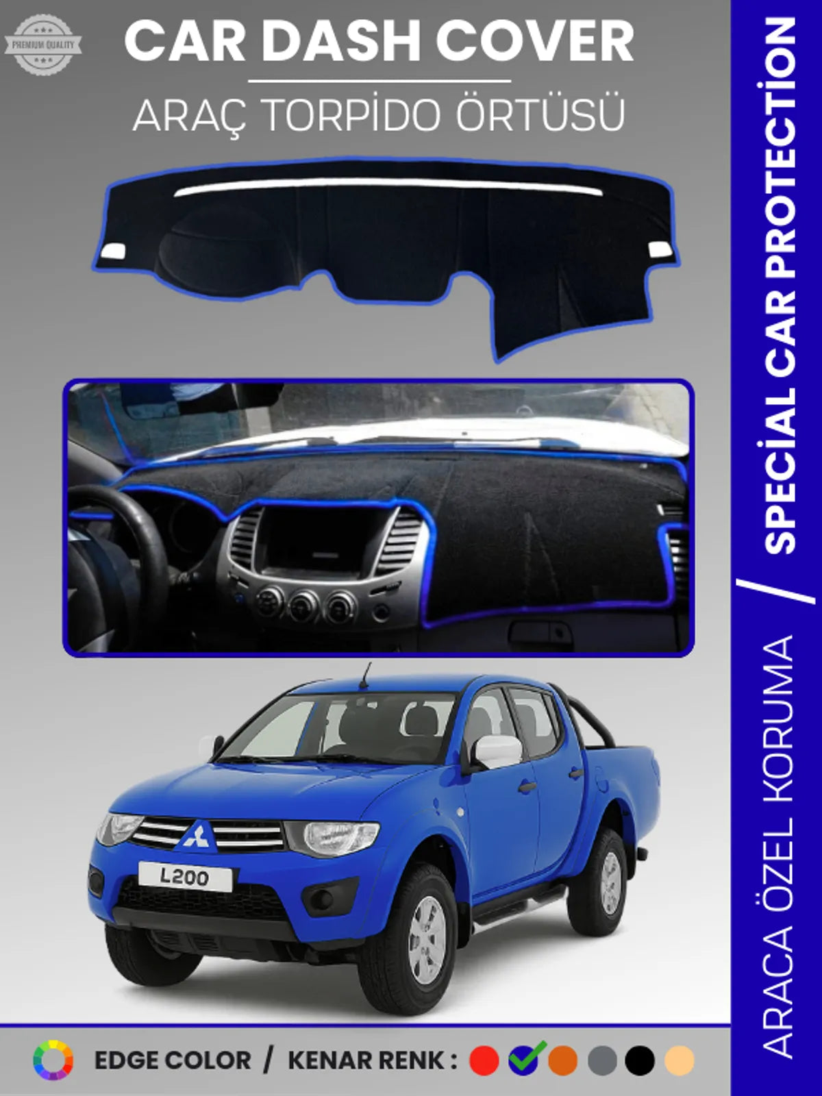 MITSUBISHI L200 (2006-2015) Uyumlu Torpido Örtüsü Araca Özel Ön Göğüs Koruma