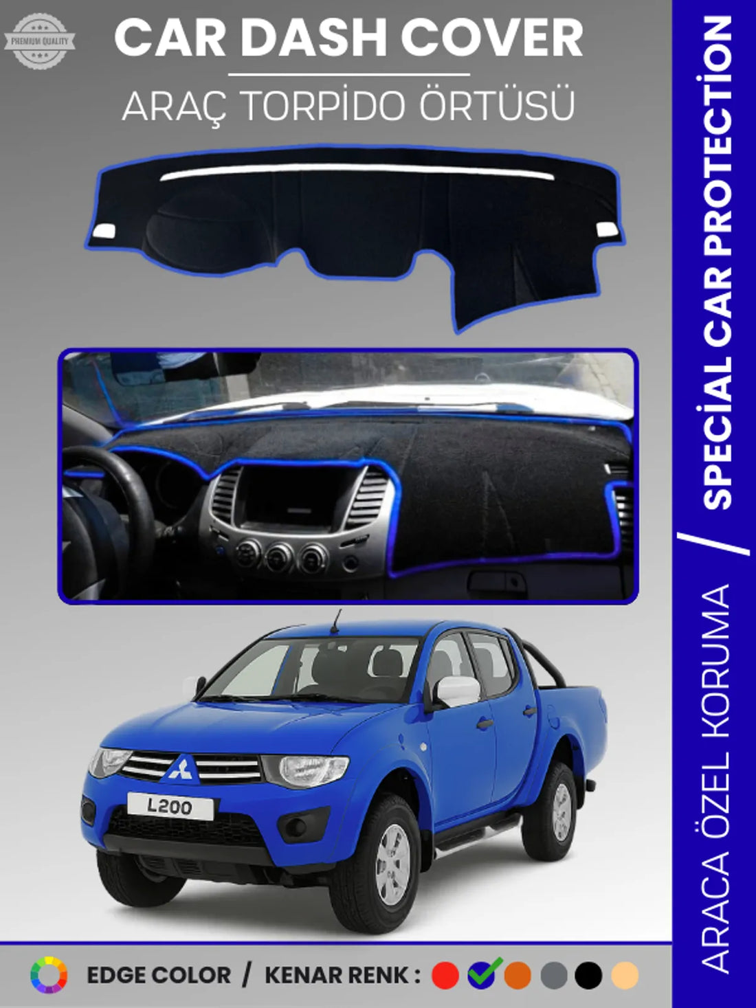 MITSUBISHI L200 (2006-2015) Uyumlu Torpido Örtüsü Araca Özel Ön Göğüs Koruma