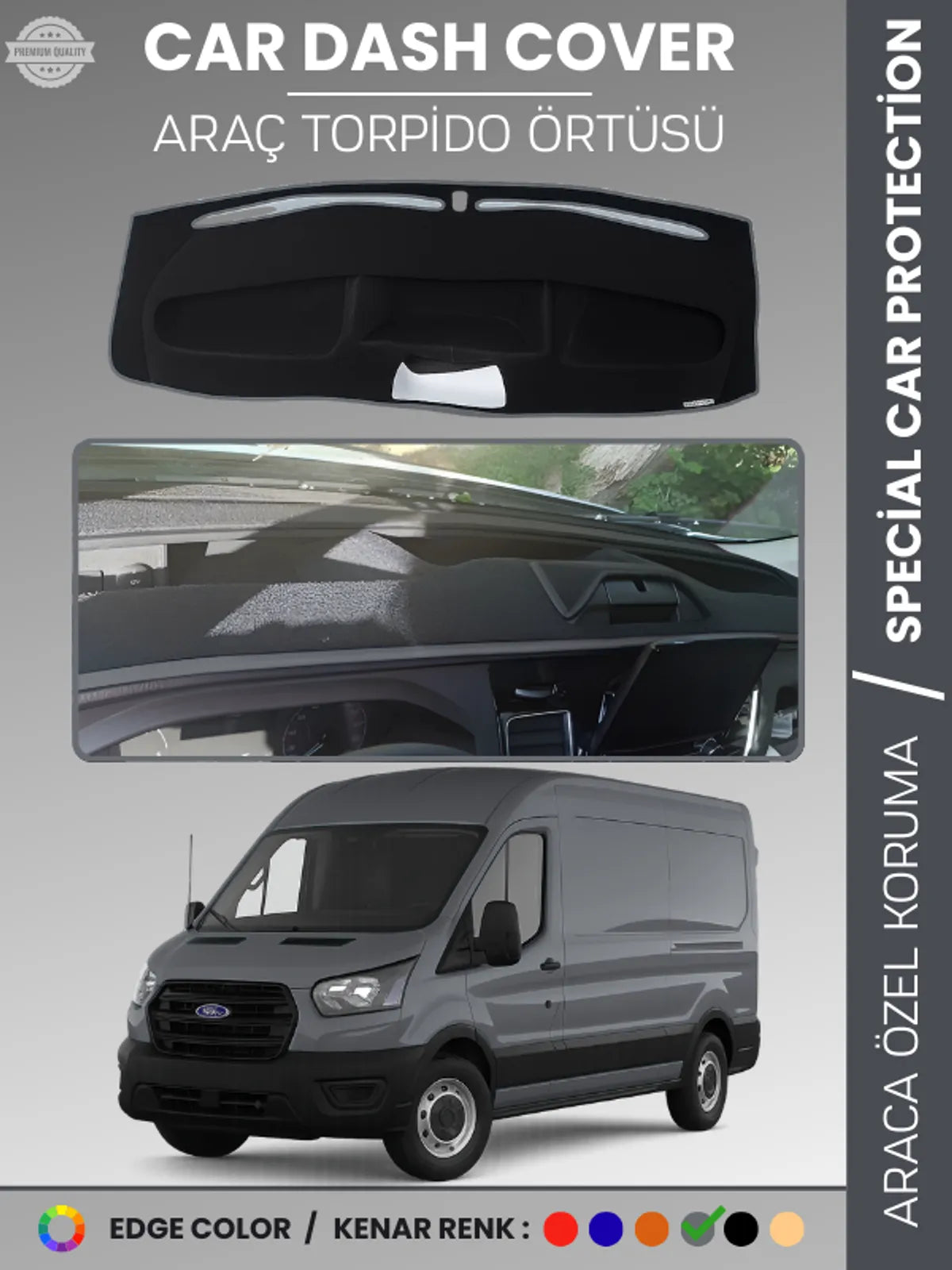 FORD TRANSİT V363 (2019-2023) Uyumlu Torpido Örtüsü Araca Özel Ön Göğüs Koruma
