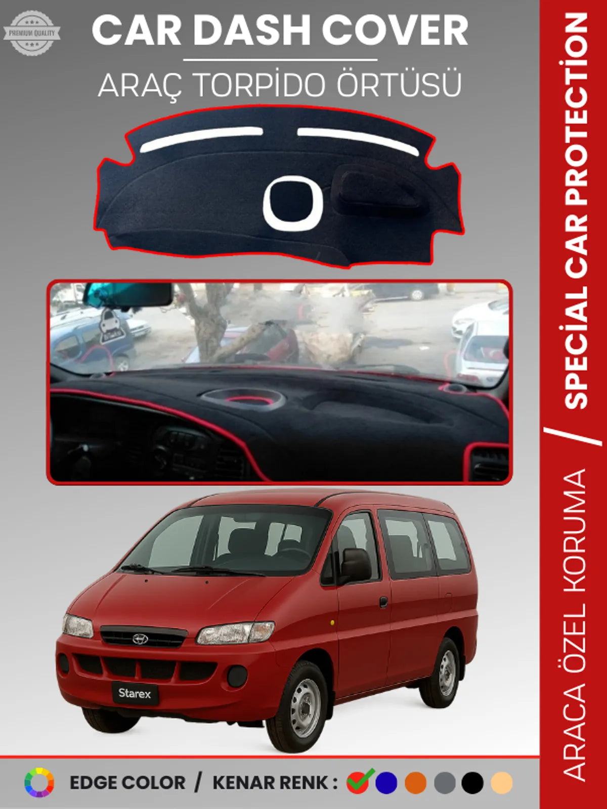HYUNDAİ STAREX (1997-2007) Uyumlu Torpido Örtüsü Araca Özel Ön Göğüs Koruma