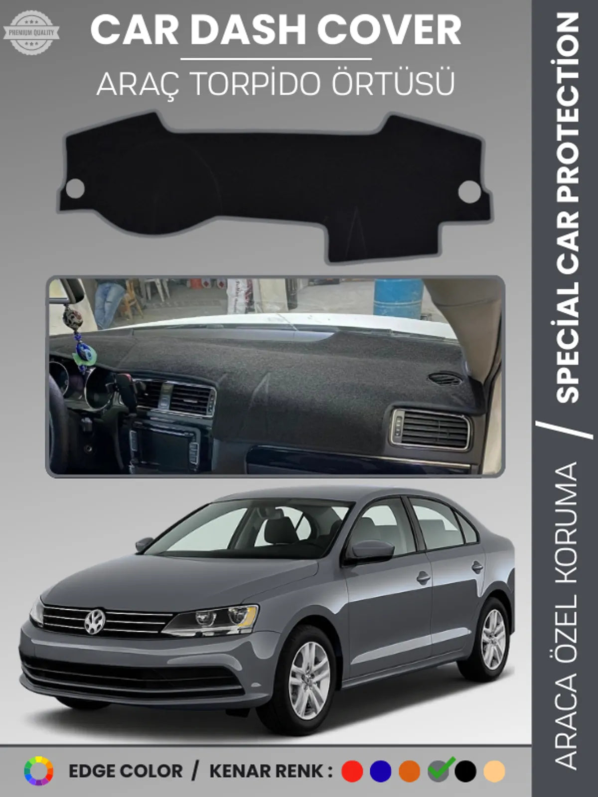 VOLKSWAGEN JETTA (2010-2021) Uyumlu Torpido Örtüsü Araca Özel Ön Göğüs Koruma