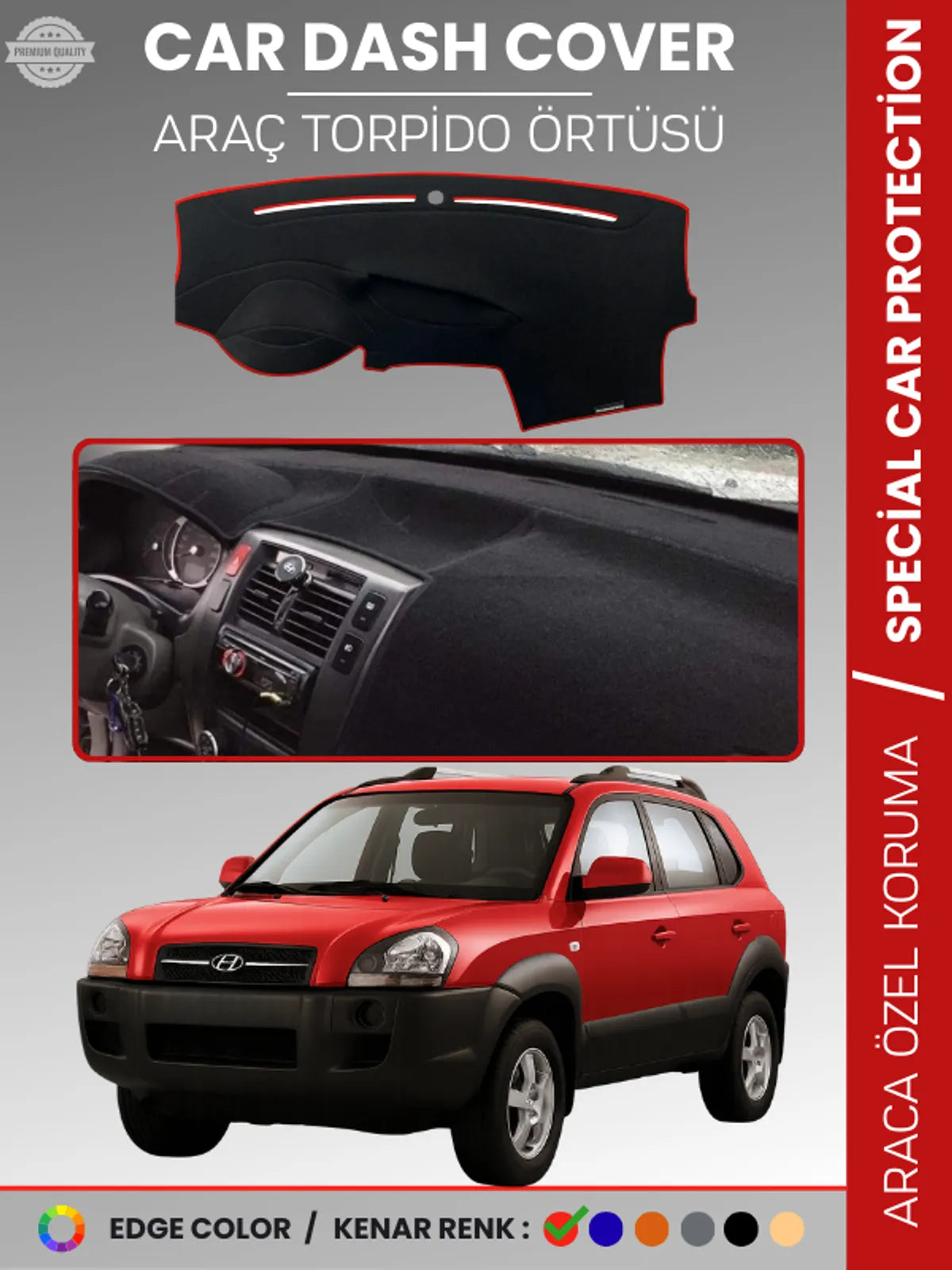 HYUNDAİ TUCSON (2004-2009) Uyumlu Torpido Örtüsü Araca Özel Ön Göğüs Koruma
