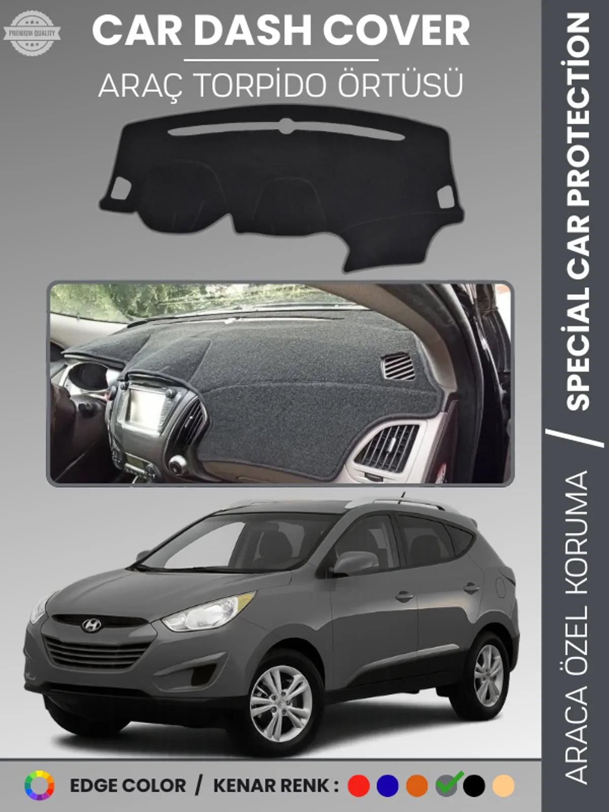 HYUNDAİ TUCSON (2009-2015) Uyumlu Torpido Örtüsü Araca Özel Ön Göğüs Koruma