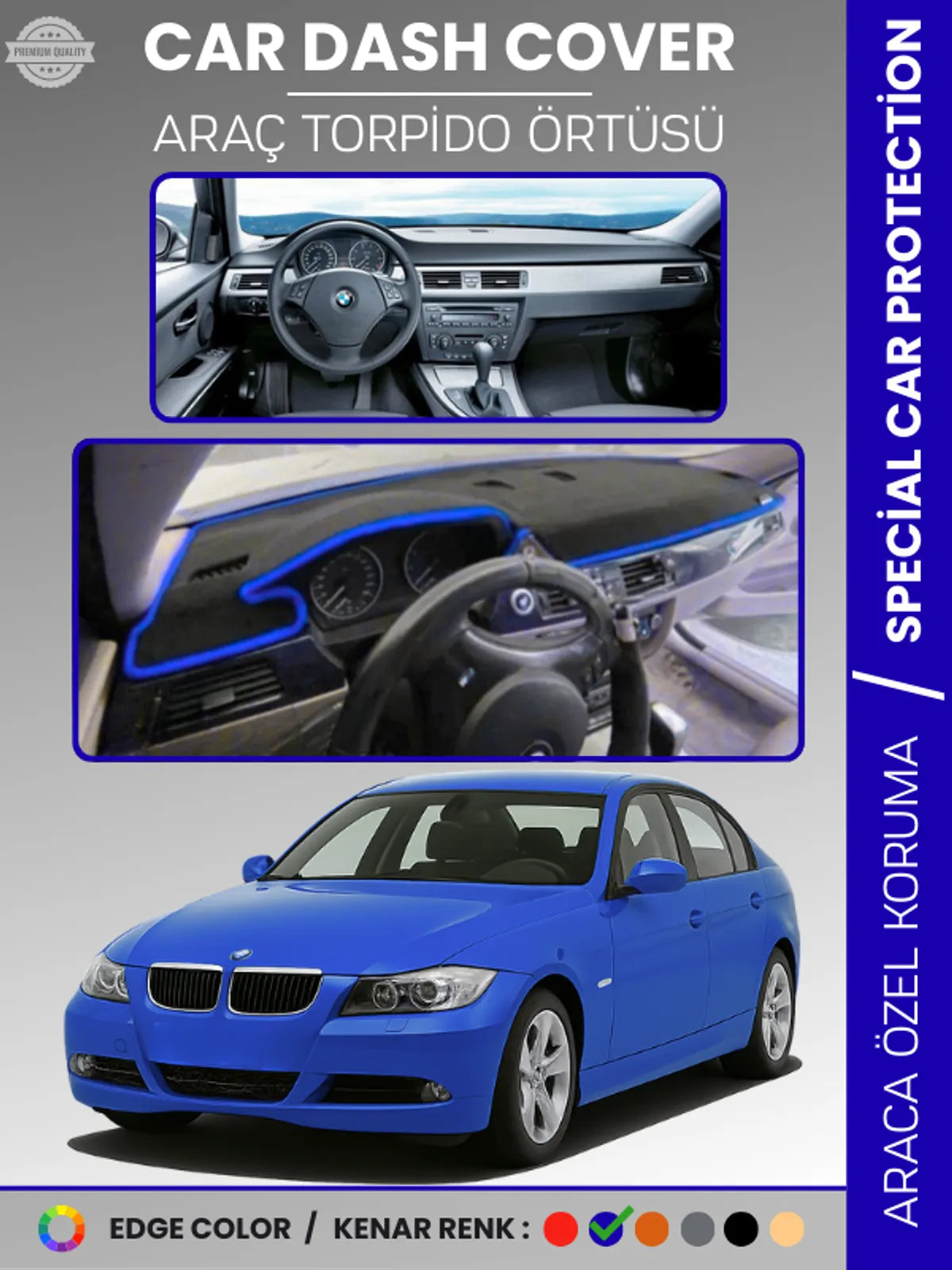 Bmw E90 (2006-2010) Uyumlu Torpido Örtüsü Araca Özel Ön Göğüs Koruma
