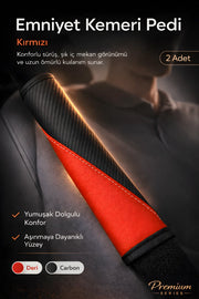 Emniyet Kemeri Kılıfı 2 Adet Deri Carbon Yumuşak Dolgulu