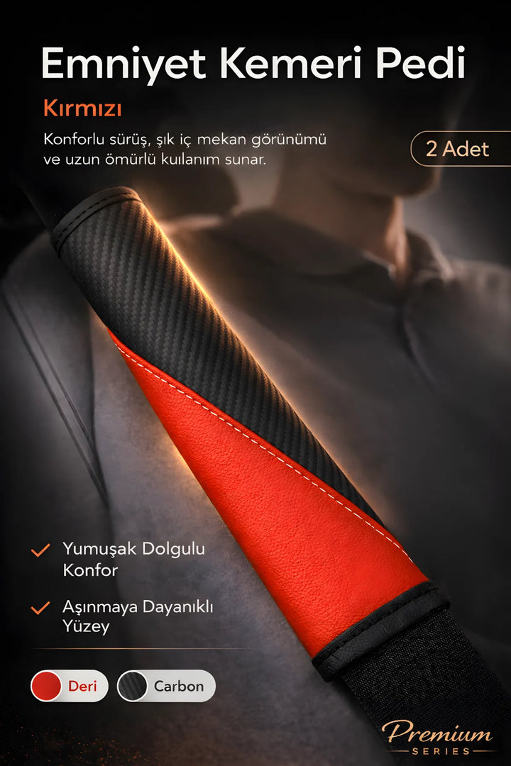 Emniyet Kemeri Kılıfı 2 Adet Deri Carbon Yumuşak Dolgulu