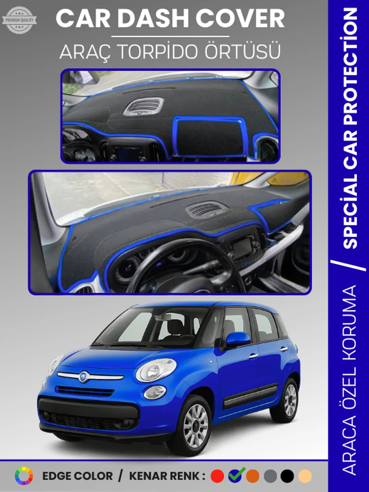 FIAT 500L (2013-2017) Uyumlu Torpido Örtüsü Araca Özel Ön Göğüs Koruma