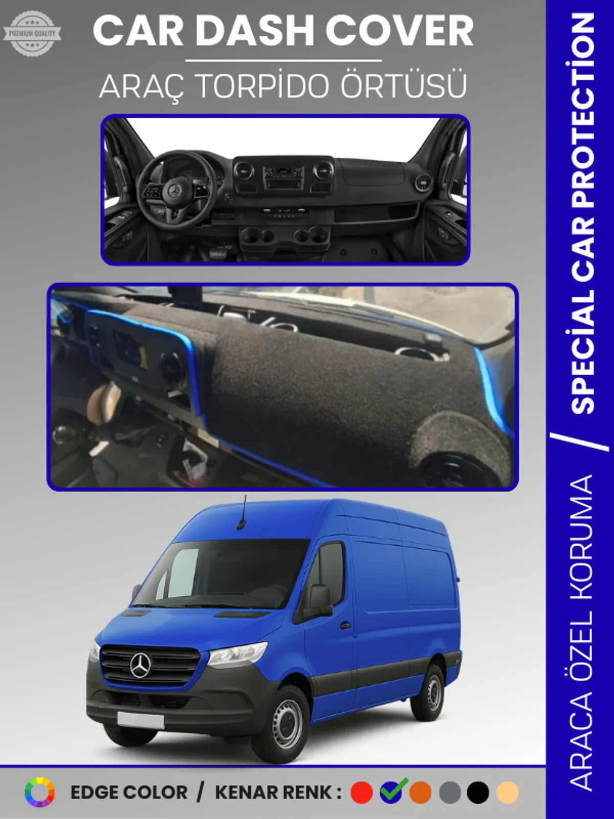 MERCEDES SPRINTER VS30 (2018-2024) Uyumlu Torpido Örtüsü Araca Özel Ön Göğüs Koruma