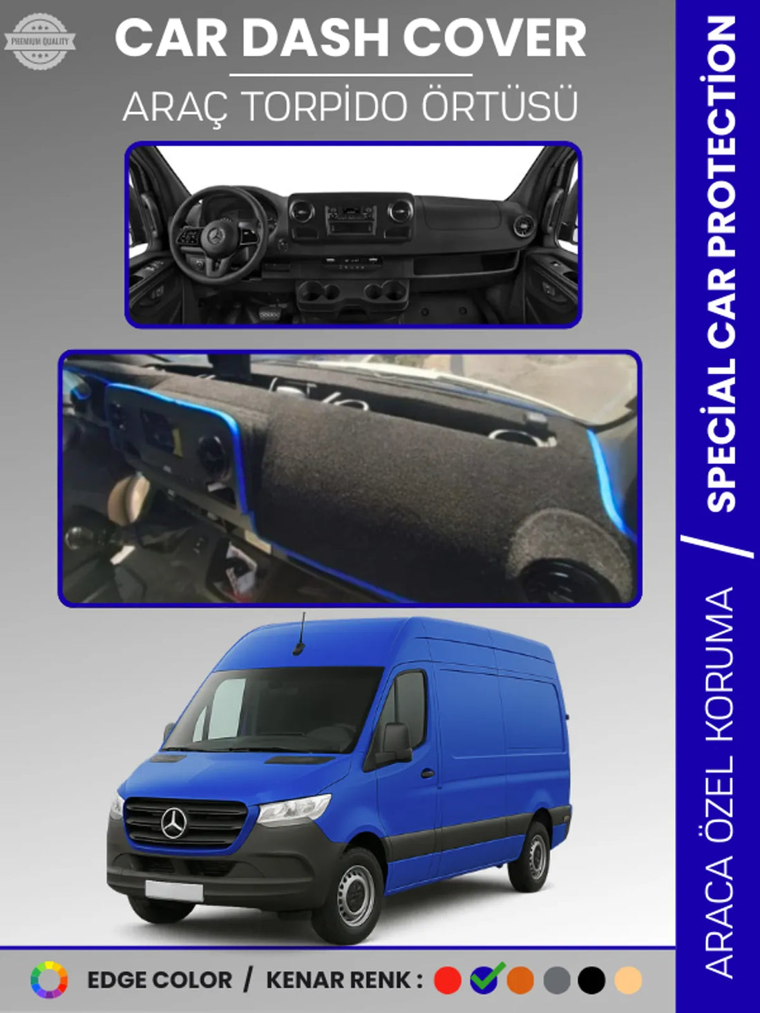 MERCEDES SPRINTER VS30 (2018-2024) Uyumlu Torpido Örtüsü Araca Özel Ön Göğüs Koruma