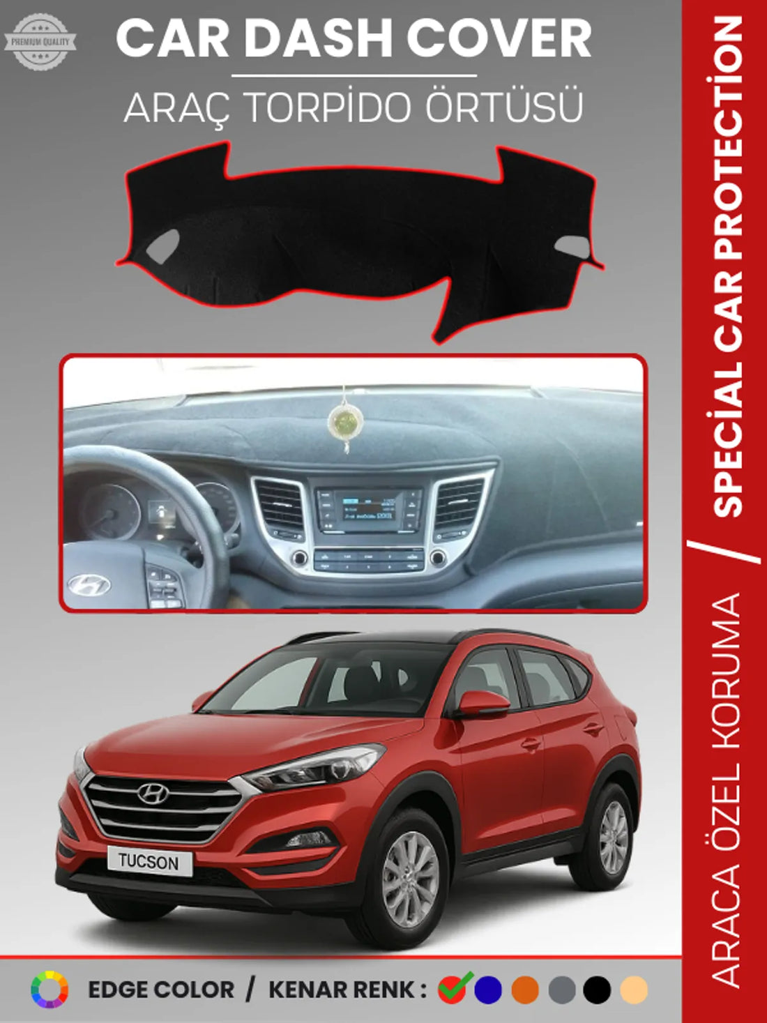 HYUNDAİ TUCSON (2016-2018) Uyumlu Torpido Örtüsü Araca Özel Ön Göğüs Koruma
