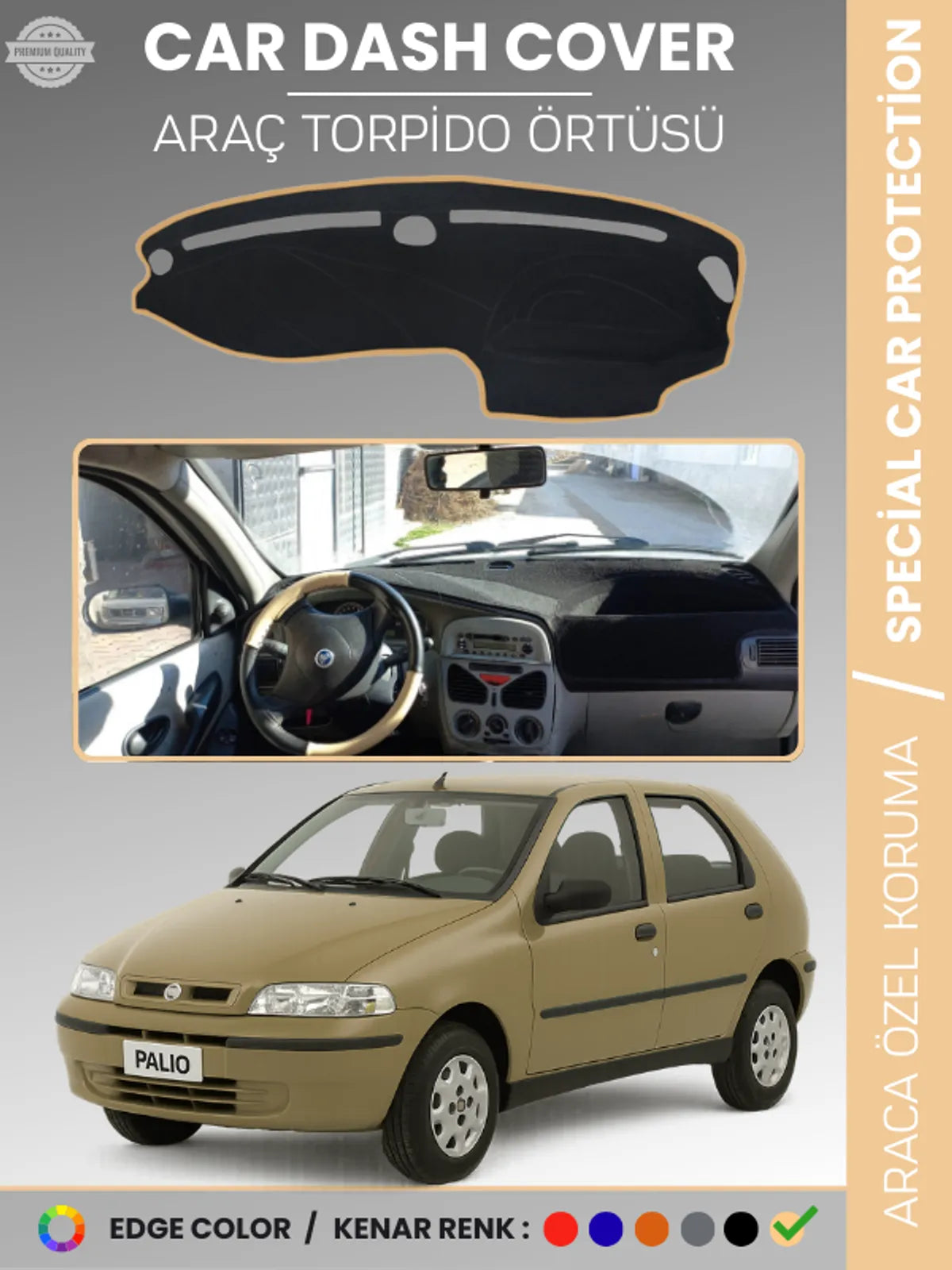FİAT PALİO (1999-2005) Uyumlu Torpido Örtüsü Araca Özel Ön Göğüs Koruma