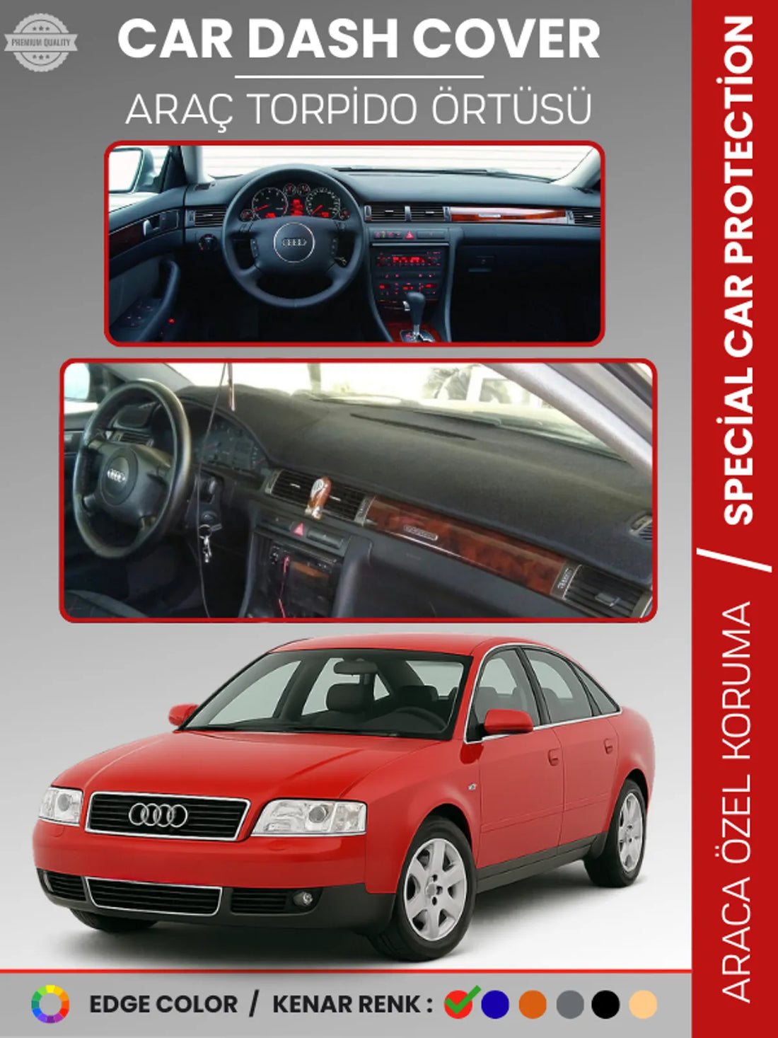 AUDİ A3 (2020+) Uyumlu Torpido Örtüsü Araca Özel Ön Göğüs Koruma