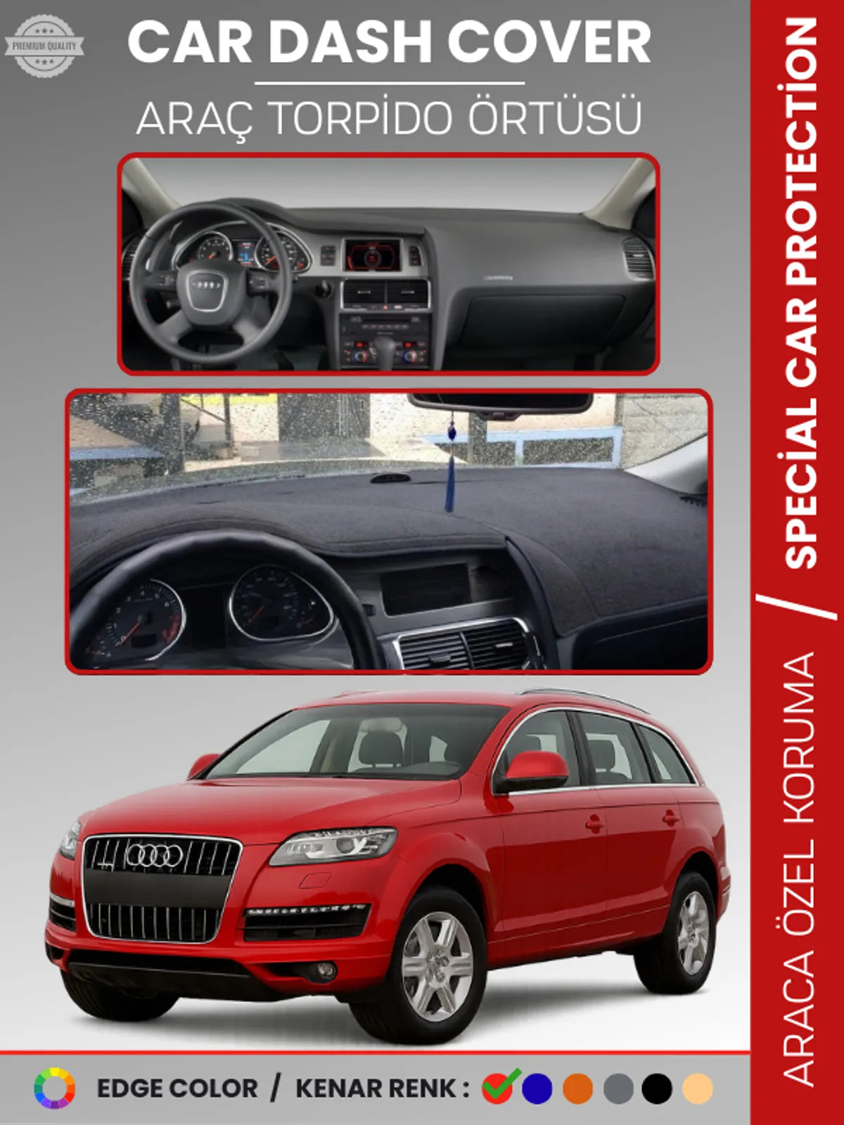AUDI Q7 (2005-2015) Uyumlu Torpido Örtüsü Araca Özel Ön Göğüs Koruma