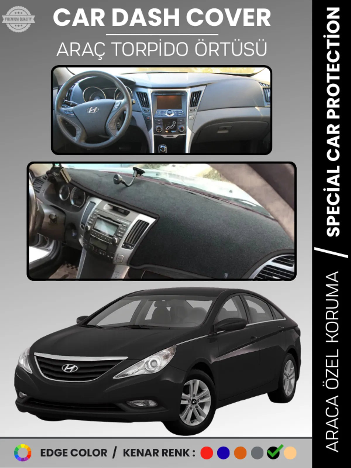 HYUNDAİ SONATA (2007-2012) Uyumlu Torpido Örtüsü Araca Özel Ön Göğüs Koruma