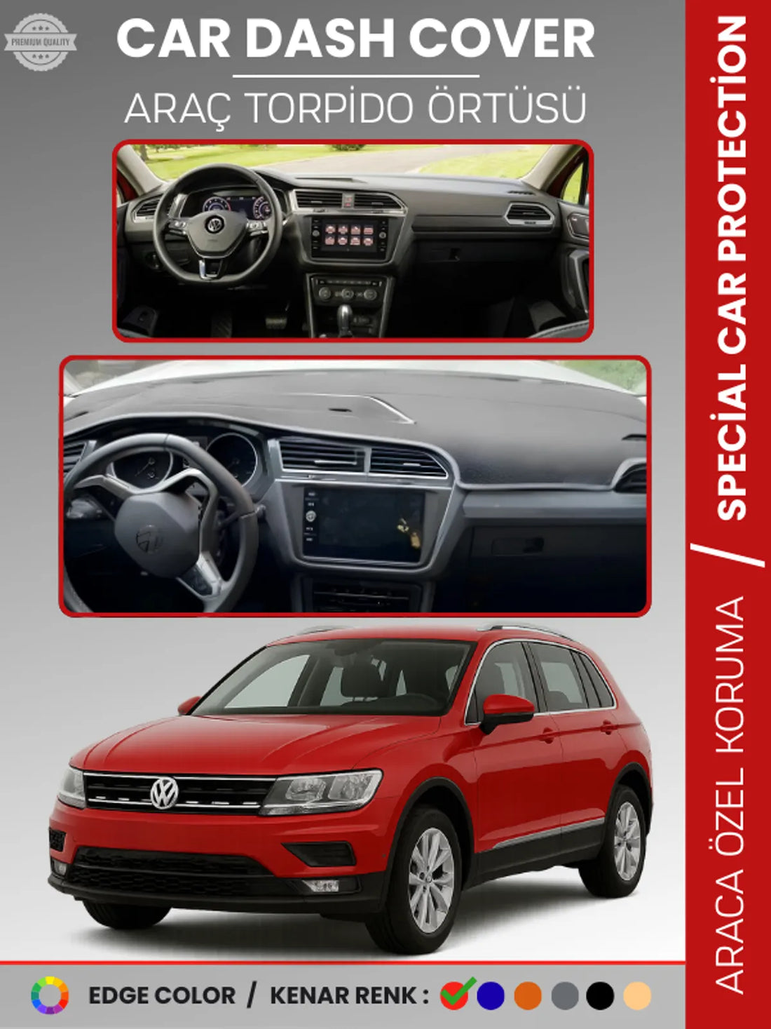 VOLKSWAGEN TIGUAN (2016-2023) Uyumlu Torpido Örtüsü Araca Özel Ön Göğüs Koruma