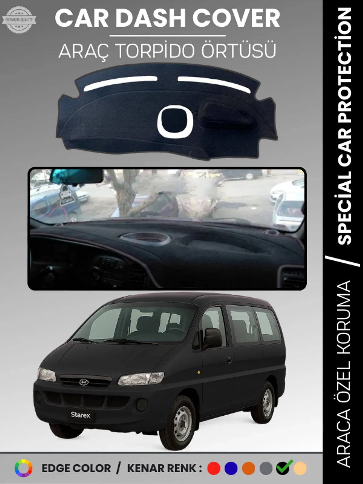 HYUNDAİ STAREX (1997-2007) Uyumlu Torpido Örtüsü Araca Özel Ön Göğüs Koruma