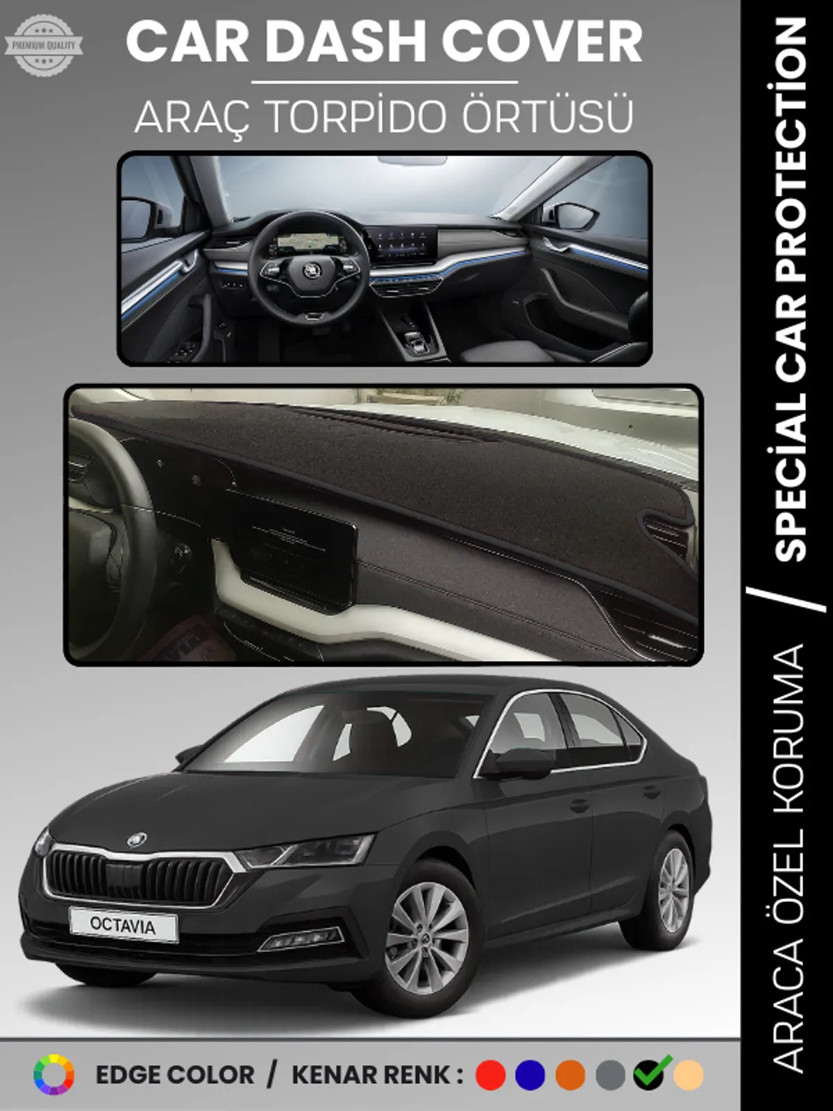 SKODA OCTAVIA A8 (2020-2024) Uyumlu Torpido Örtüsü Araca Özel Ön Göğüs Koruma