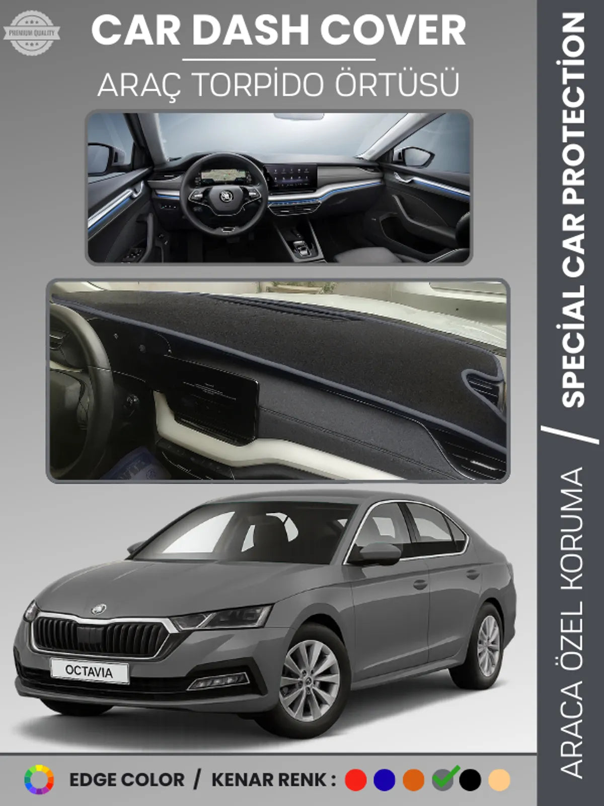 SKODA OCTAVIA A8 (2020-2024) Uyumlu Torpido Örtüsü Araca Özel Ön Göğüs Koruma