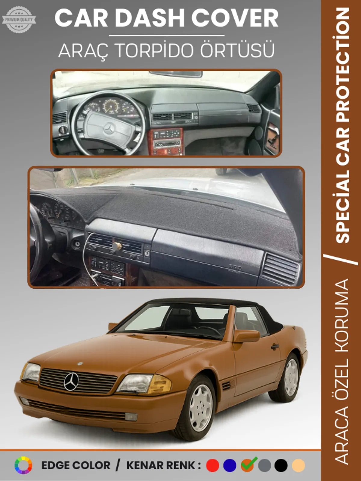 MERCEDES SL R129 (1989-2001) Uyumlu Torpido Örtüsü Araca Özel Ön Göğüs Koruma