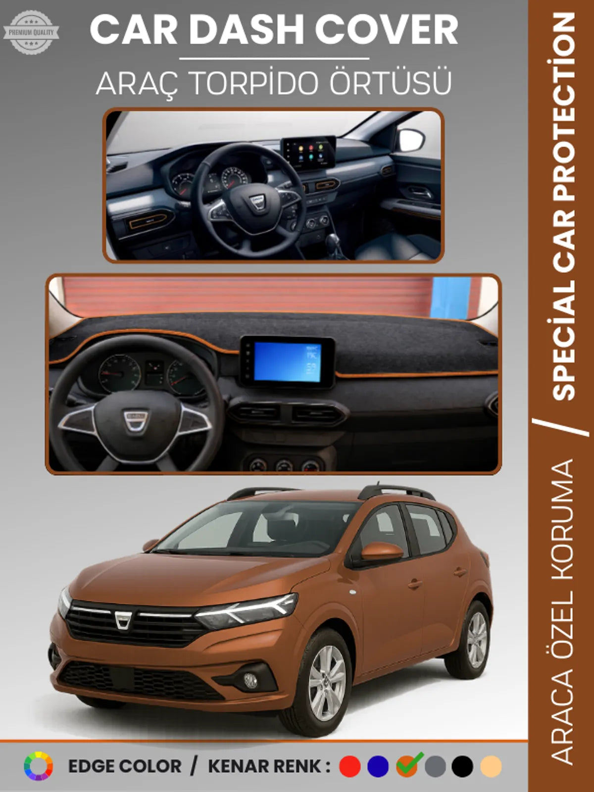 DACIA SANDERO (2021+) Uyumlu Torpido Örtüsü Araca Özel Ön Göğüs Koruma