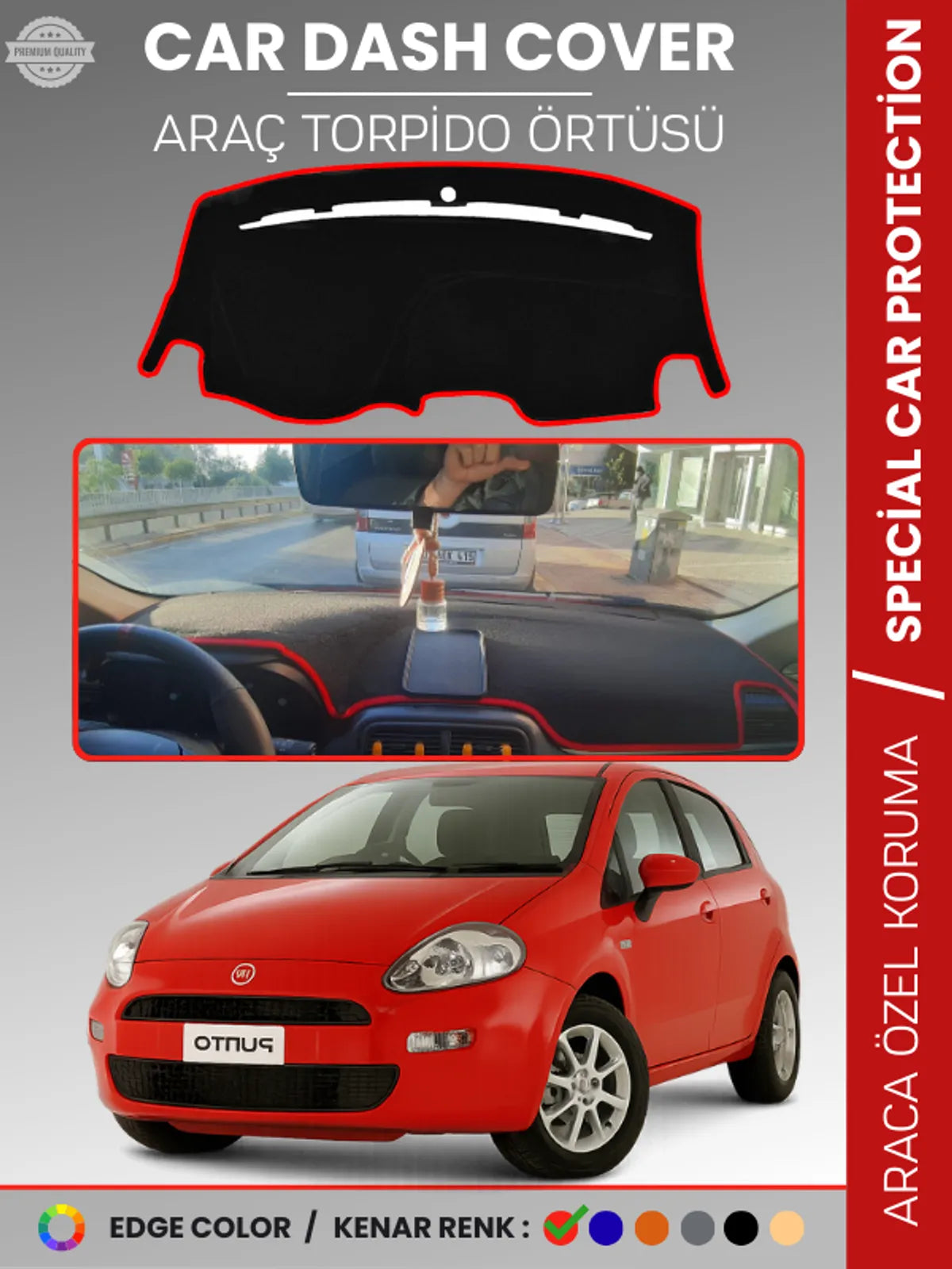 FIAT PUNTO GRANDE (2005-2018) Uyumlu Torpido Örtüsü Araca Özel Ön Göğüs Koruma