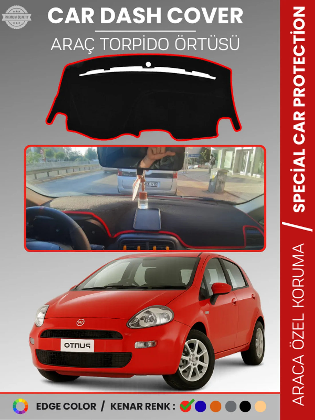 FIAT PUNTO GRANDE (2005-2018) Uyumlu Torpido Örtüsü Araca Özel Ön Göğüs Koruma