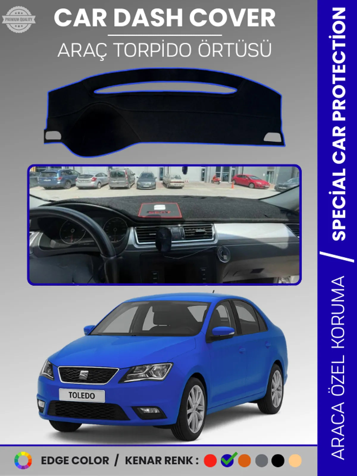 SEAT TOLEDO (2013-2017) Uyumlu Torpido Örtüsü Araca Özel Ön Göğüs Koruma