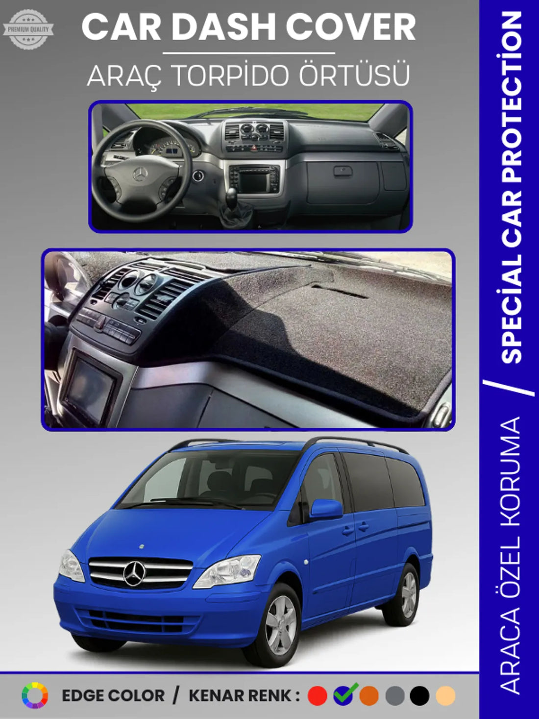 MERCEDES VITO / VIANO W639 (2003-2014) Uyumlu Torpido Örtüsü Araca Özel Ön Göğüs Koruma