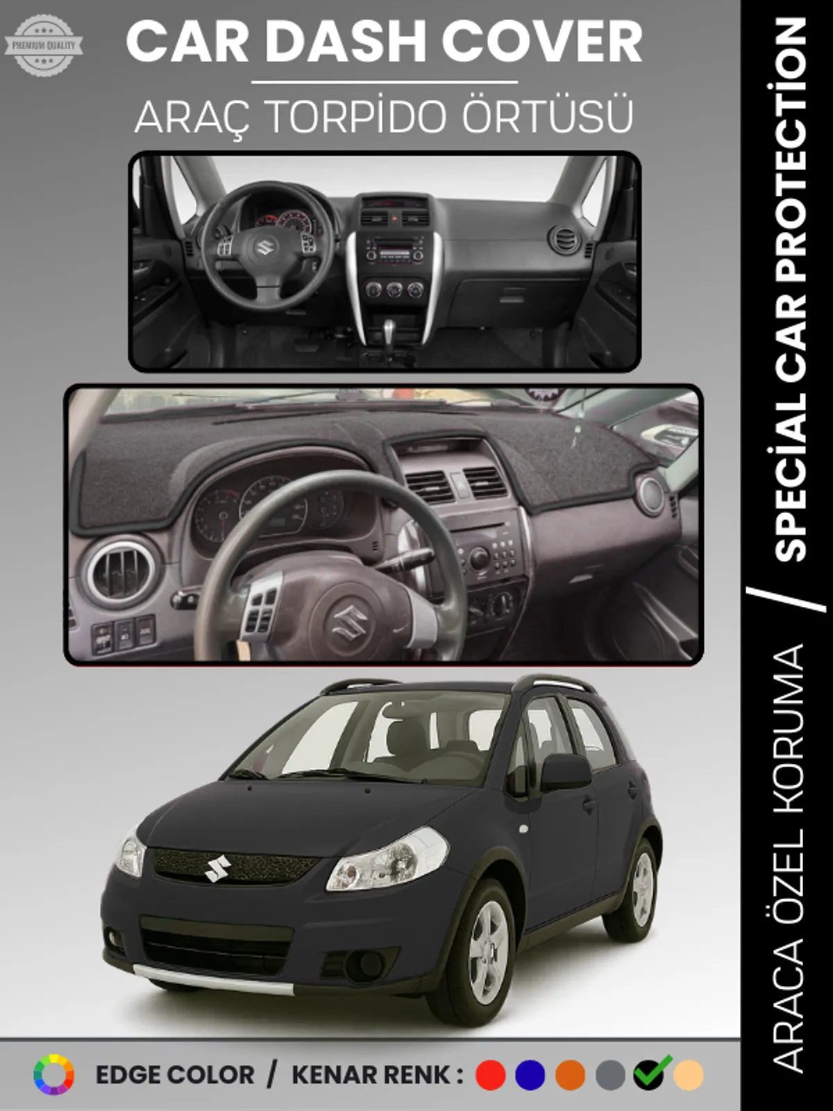 SUZUKI SX4 (2006-2014) Uyumlu Torpido Örtüsü Araca Özel Ön Göğüs Koruma