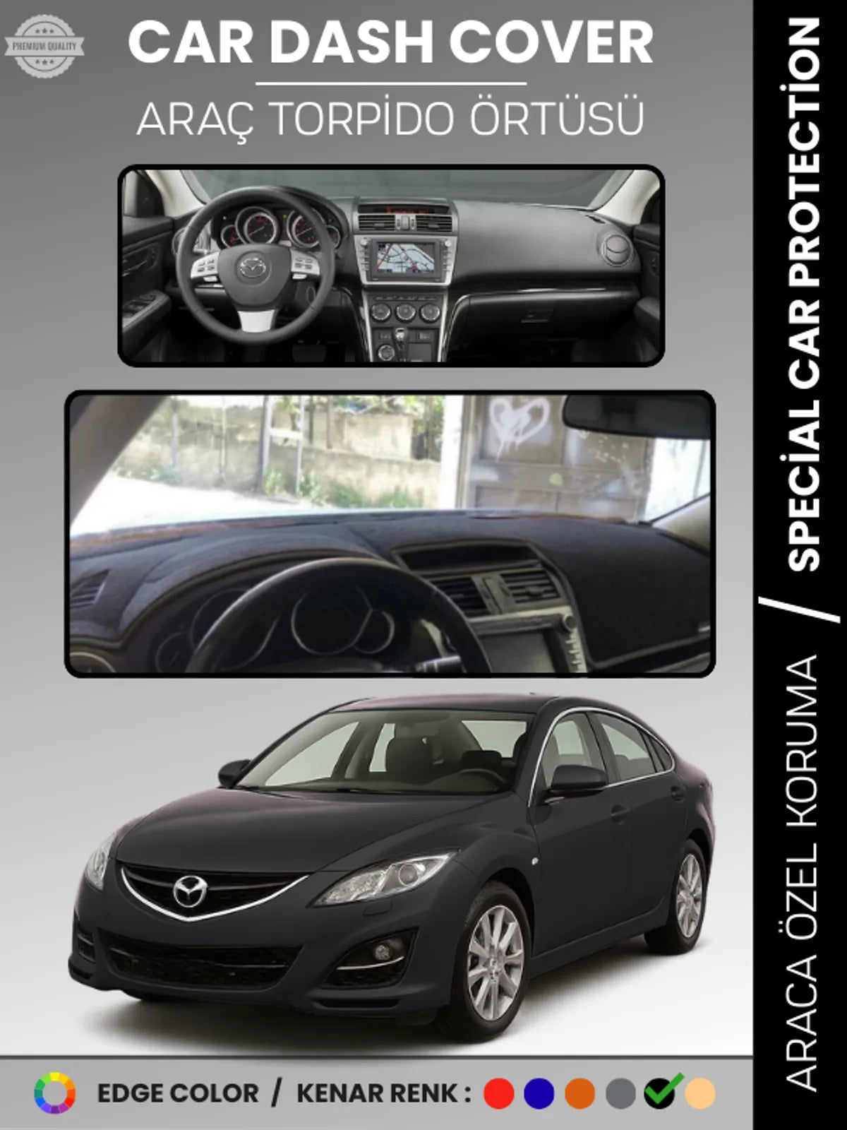 MAZDA 6 (2007-2013) Uyumlu Torpido Örtüsü Araca Özel Ön Göğüs Koruma