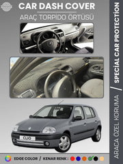 RENAULT CLIO 2 EKRANLI + ÇUKURLU (2001-2012) Uyumlu Torpido Örtüsü Araca Özel Ön Göğüs Koruma