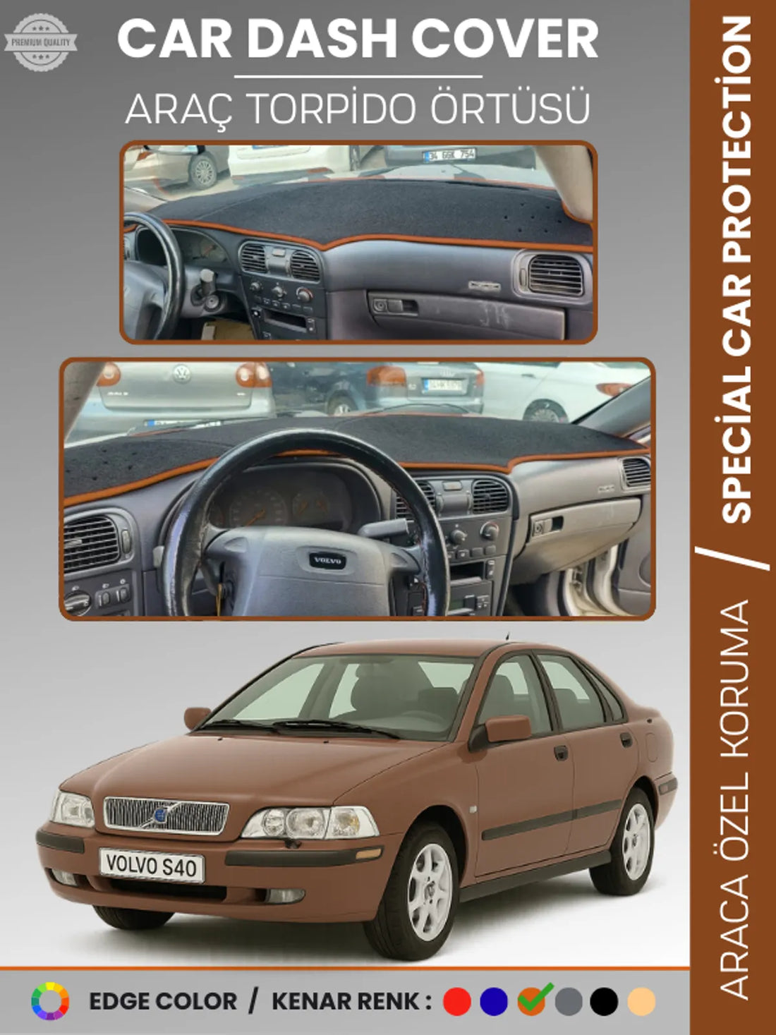 VOLVO S40 (1996-2002) Uyumlu Torpido Örtüsü Araca Özel Ön Göğüs Koruma