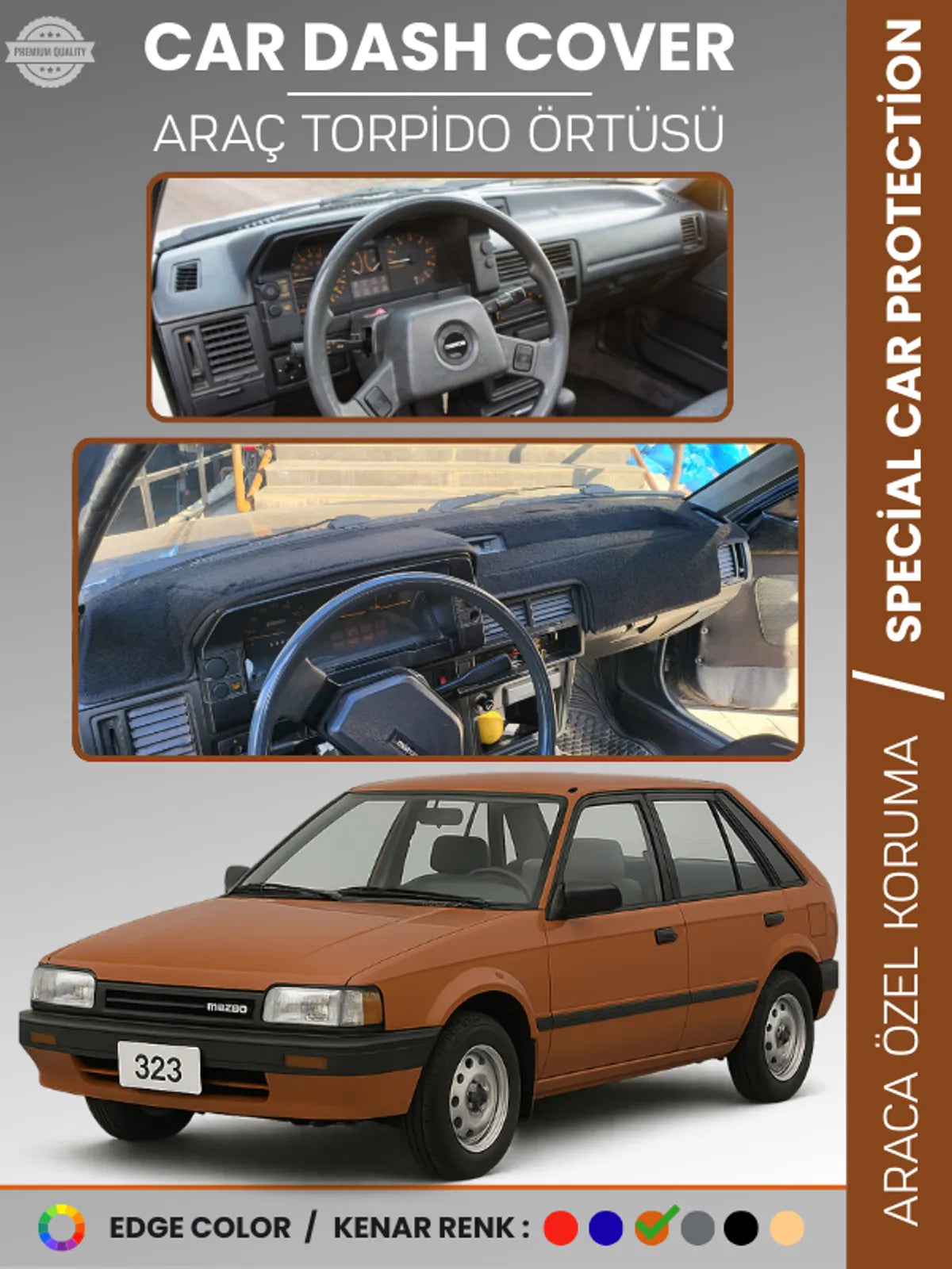 MAZDA 323 BF (1985-1989) Uyumlu Torpido Örtüsü Araca Özel Ön Göğüs Koruma