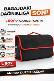 Oto Bagaj Çantası L Boy Kaymaz Cırt Bantlı Velur Kompakt Düzenleyici